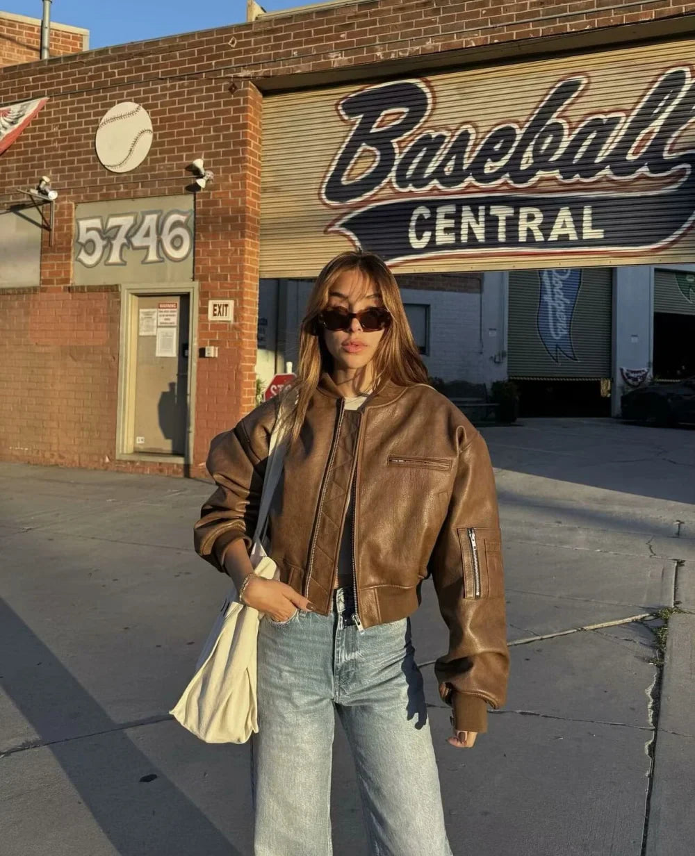Chunky Spice Leather Short Coat