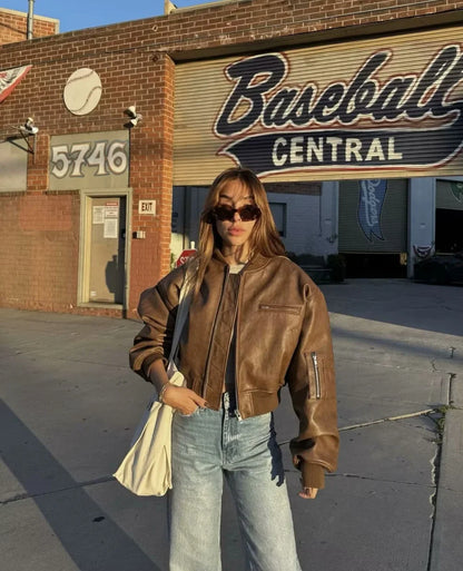 Chunky Spice Leather Short Coat
