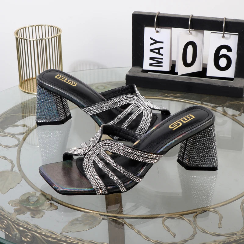 Luxurious Hollowed Out High Heel Slippers for Summer Fashion