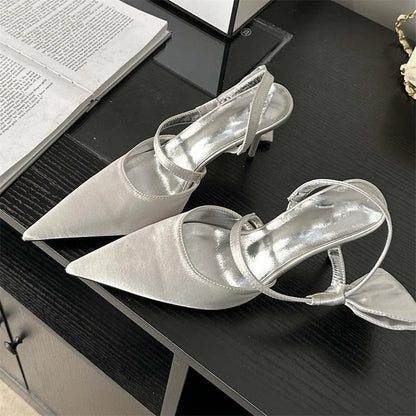 Spring Fashion Pleated Hollow Women Pumps with Pointed Toe and Low Thin Heels