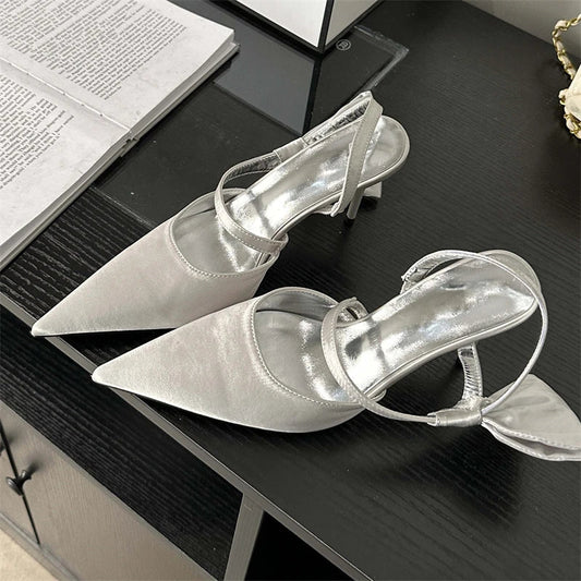 Spring Fashion Pleated Hollow Women Pumps with Pointed Toe and Low Thin Heels