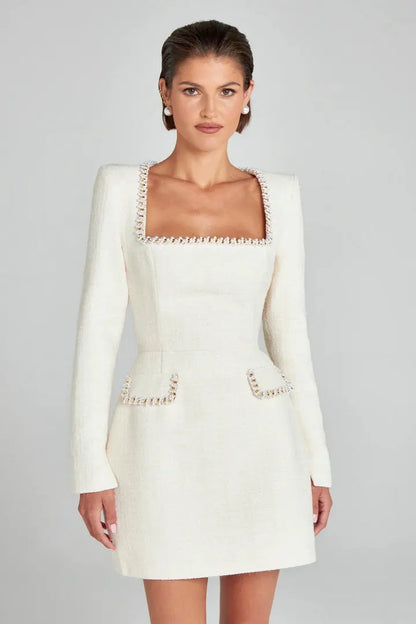 | Tweed Pearl Trim Blazer Mini Dress