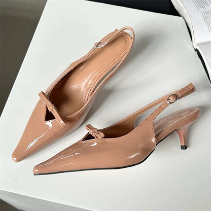 Butterfly-knot Pointed Toe Women Pumps and High Quality Shallow Slingbacks Sandals