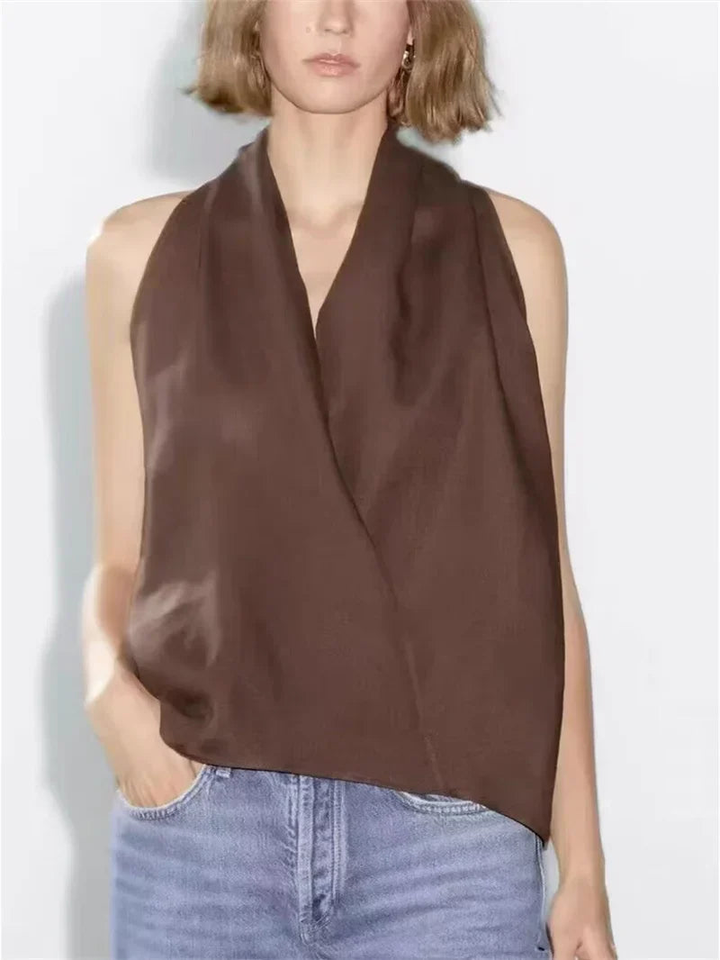| Drape Linen Vest