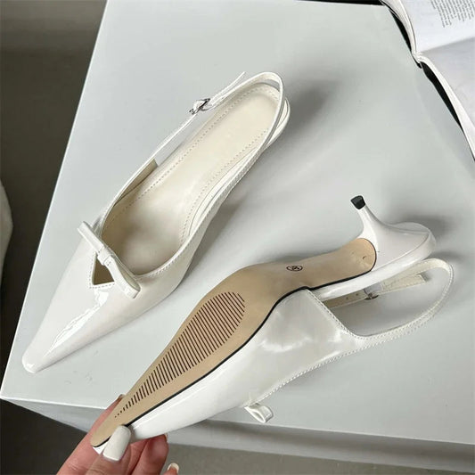 Butterfly-knot Pointed Toe Women Pumps and High Quality Shallow Slingbacks Sandals