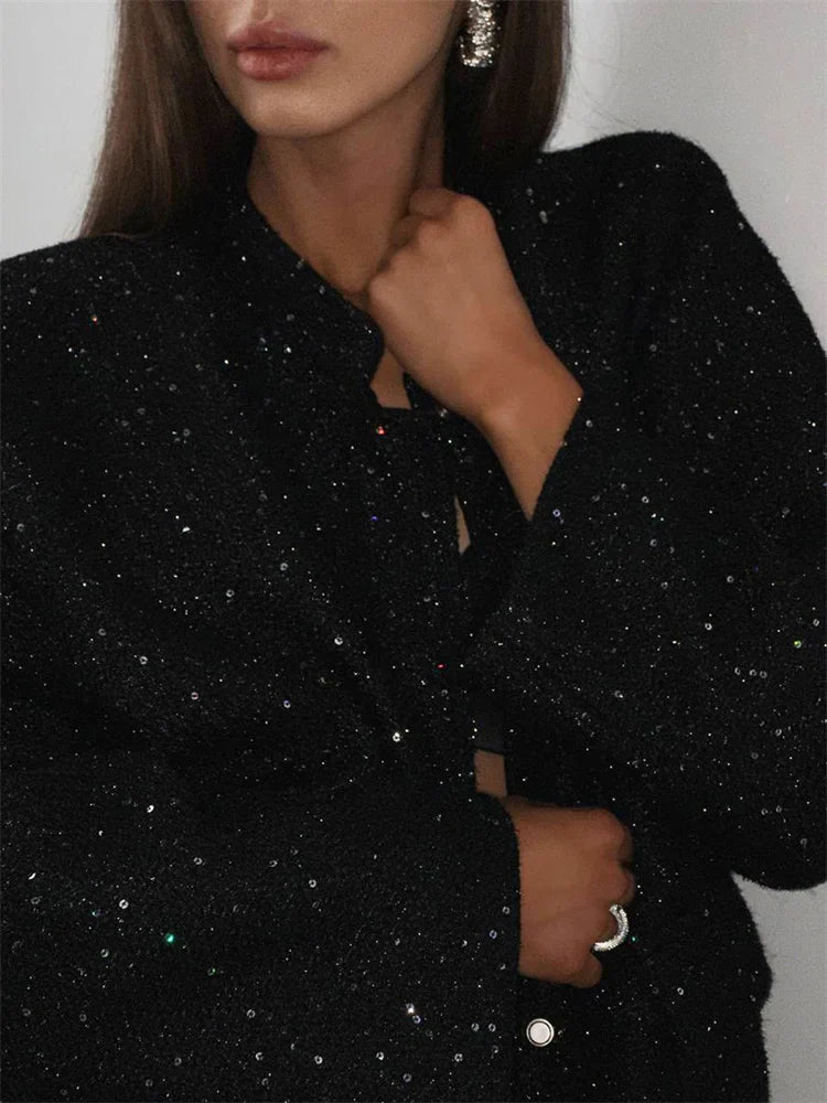 Sequin Patchwork Glitter Coat