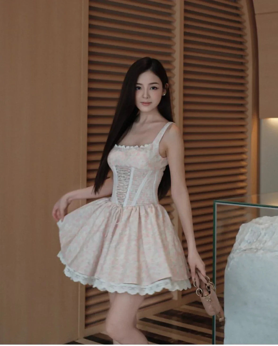 TAVIMART  -  New Summer Women's Dresses Bandage Waist Shaper Elastic Tie Princess Dress Sleeveless Lapel Short Beach Holiday Dress