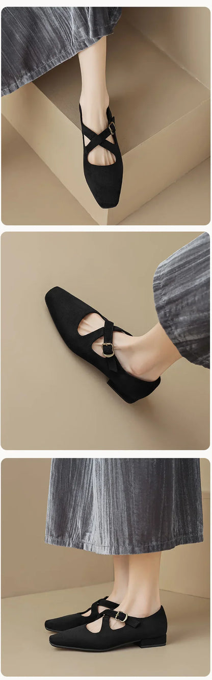 | Buckled Suede Mule