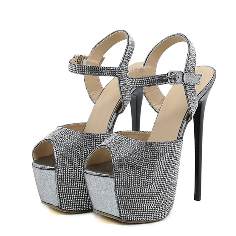 Sexy Peep Toe 16CM Extreme High Heels for Strip Pole Dancing