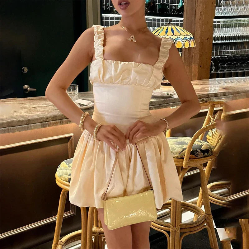 Ruched Splice Suspender Mini Dress