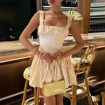 Ruched Splice Suspender Mini Dress