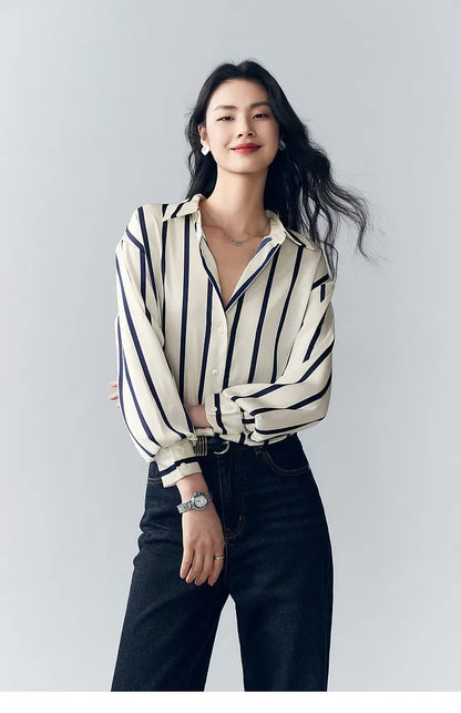 | Stripe Satin Blouse