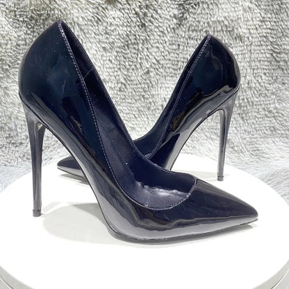 Black Patent Leather Women Pointy Toe High Heel Shoes