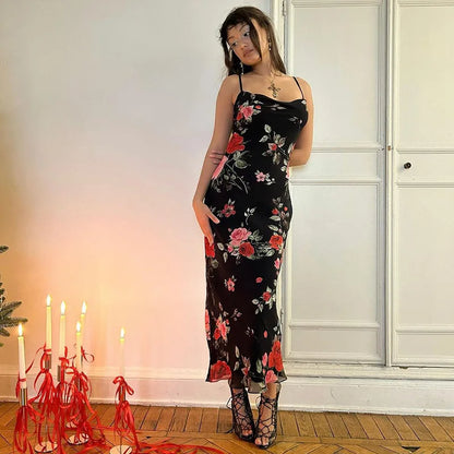 Spaghetti Strap Bodycon Floral Dress
