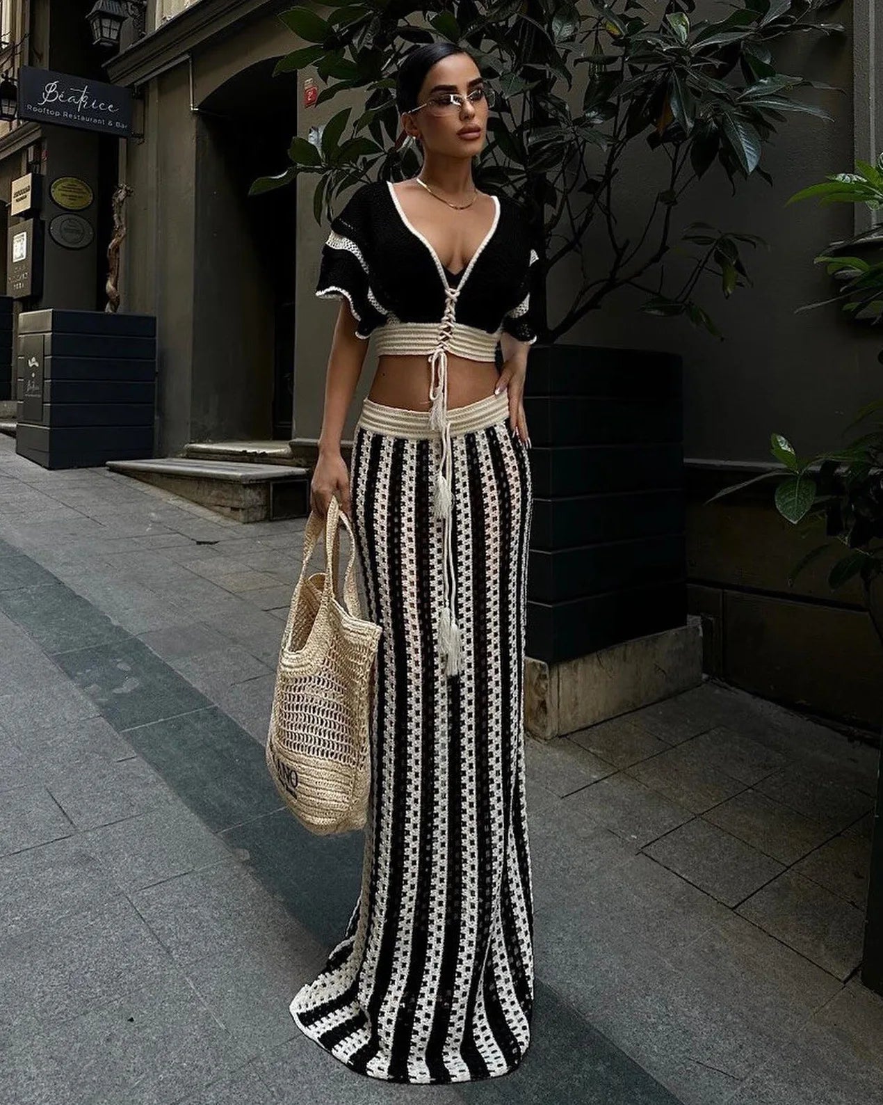 Bow Print Drawstring Shorts Two Piece Set