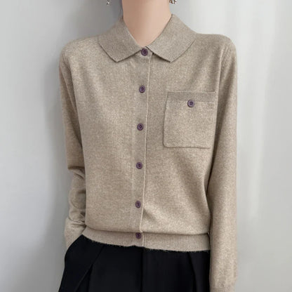 | Merino Wool Polo Cardigan