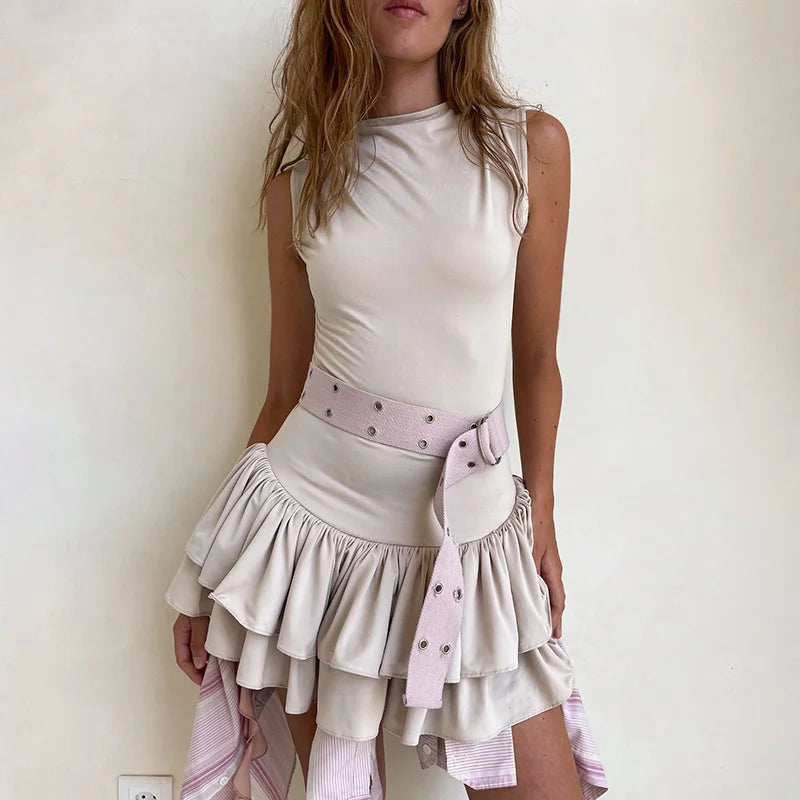Ruffle Tiered Tank Mini Bodycon Dress