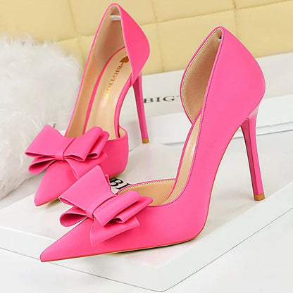 Bowknot Women Pumps High Heels Sexy Party Stilettos Office Shoes