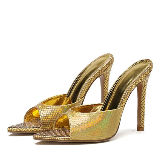 Summer Thin High Heels Rhinestone Slippers for Sexy Party Strippers