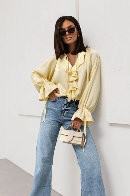 | Satin Ruffle Blouse