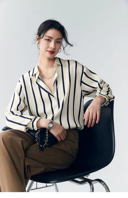 | Stripe Satin Blouse