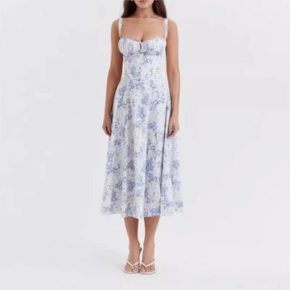 Corset Spaghetti Strap Floral Dress