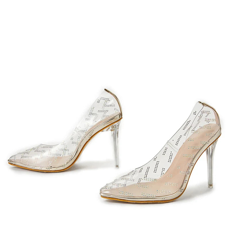 Rhinestone PVC Clear Women Pumps Sandals