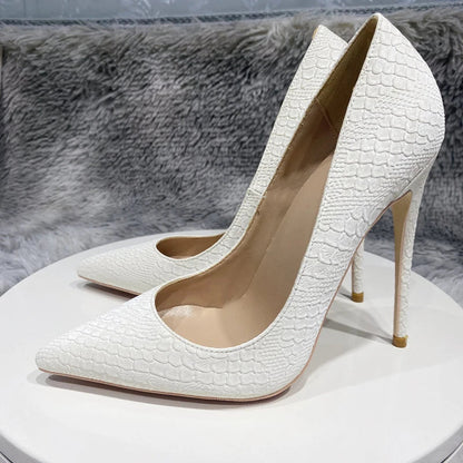 Mint Green Crocodile Effect Pointy Toe High Heel Shoes for Women