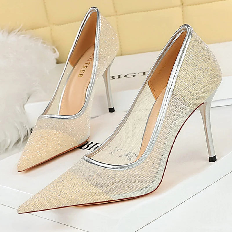 Lace Mesh High Heel Stilettos for Women - Sexy Party Shoes