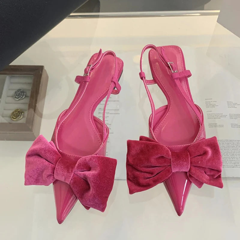 Butterfly Knot Women Flat Mules Sandals