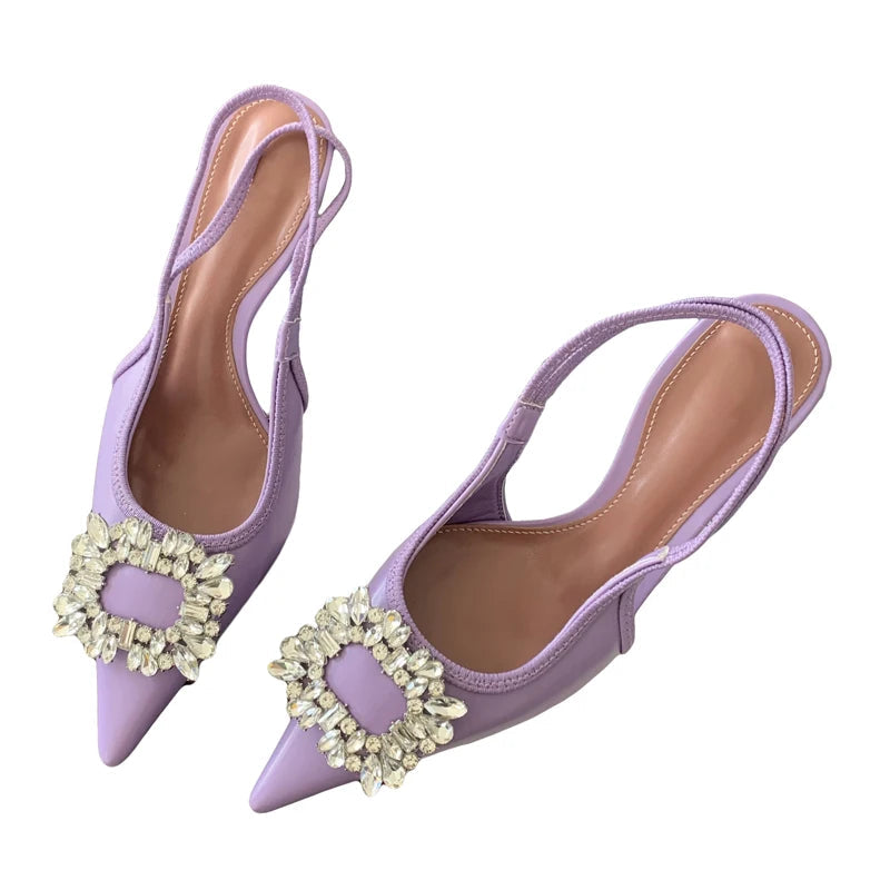 CRYSTAL Women Pumps Shoes with Thin Heels for Summer Fashion