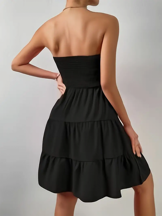 Aurora Strapless Shirred Mini Dress | Tiered Skirt | Summer Edit