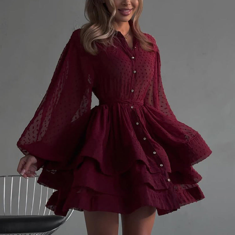 French chiffon tie waist mini dress