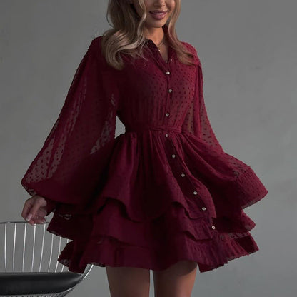 French chiffon tie waist mini dress