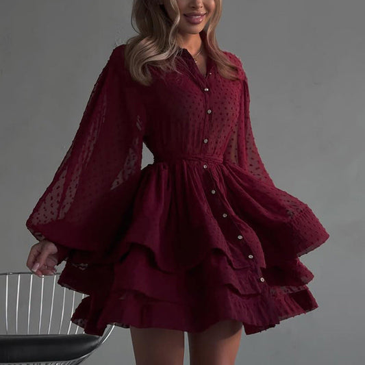 French chiffon tie waist mini dress