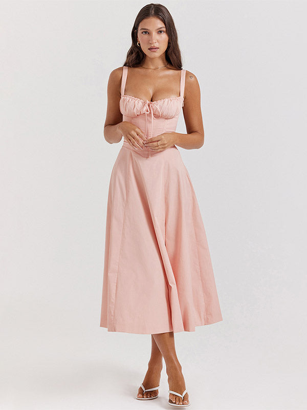 Floral Dress Midi Dress Dresses Floral Print High-slit Straps Neck Sleeveless Cottagecore Summer