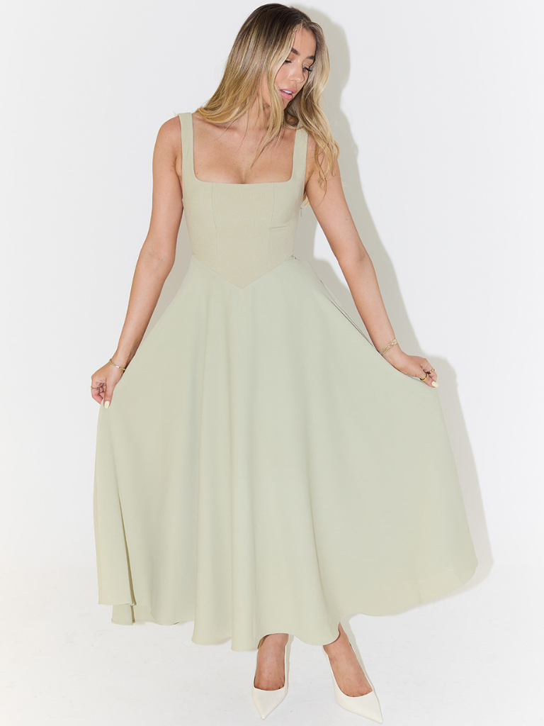 | Sculpted Waist Midi Sundress