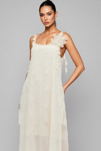 Wrenk Sleeveless Embroidered Flower Midi Dress