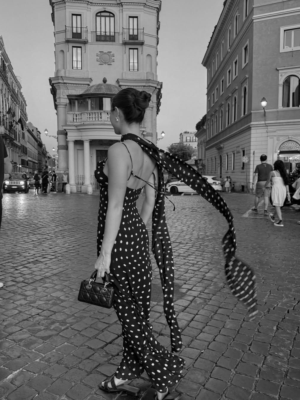Scoop Back Spaghetti Strap Polka Dot Print Ruffle Tiered Maxi Dress