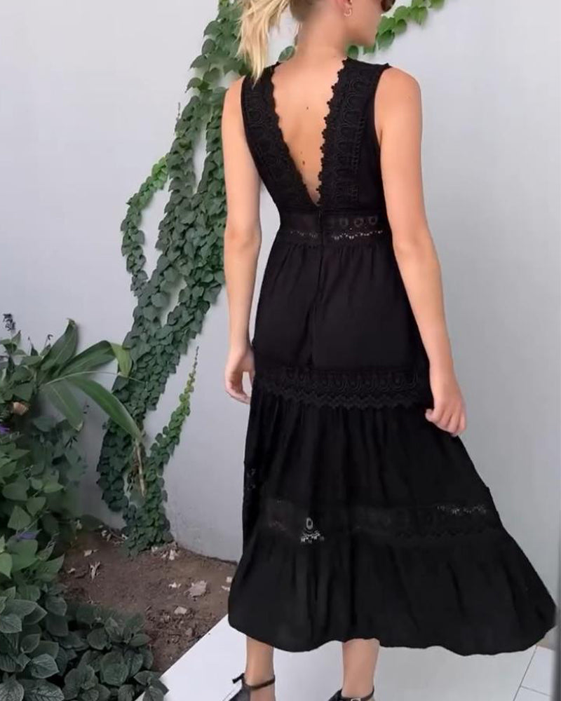 Stella™ - Comfy V-Neck Lace Tank Dress