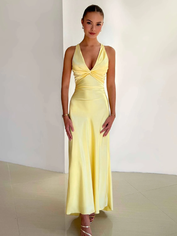 | Satin Halter Neck Midi Dress
