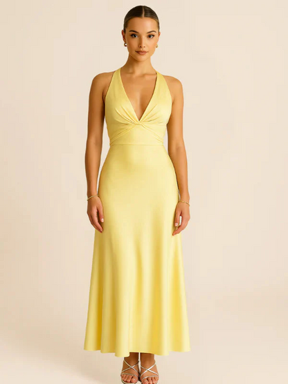 | Satin Halter Neck Midi Dress