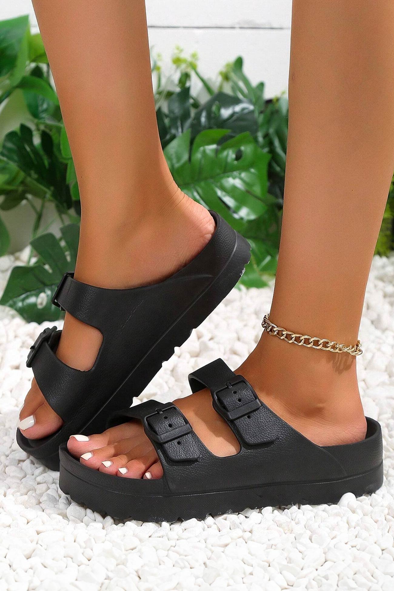Solid Buckle EVA Sandals