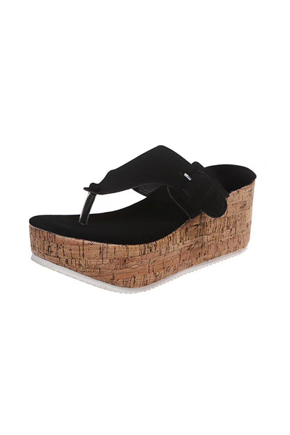 Solid Buckle Thick Sole Thong Sandals