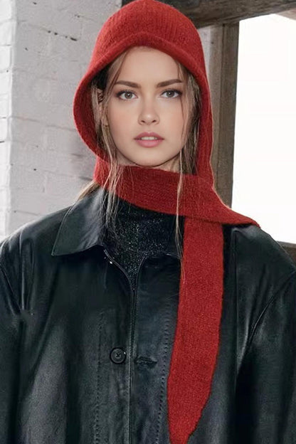 Solid Color Knitted Scarf Hat
