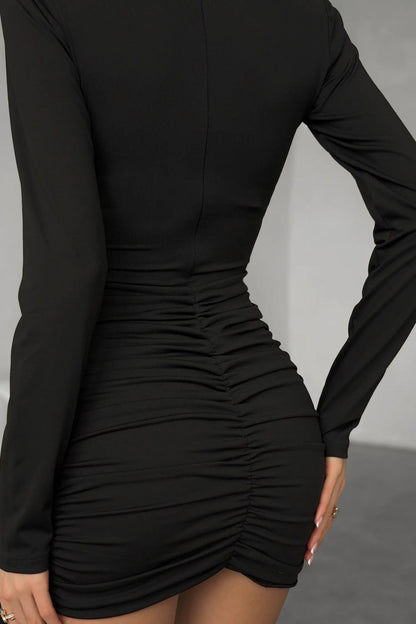 Solid Color Ruched Bodycon Mini Dress