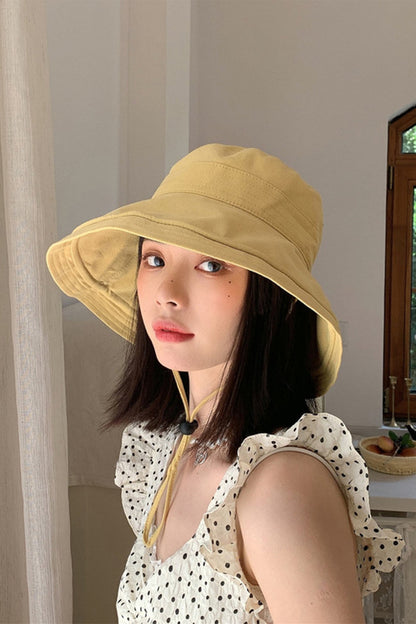 Solid Color Wide Brim Bucket Hat