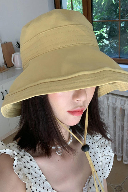 Solid Color Wide Brim Bucket Hat