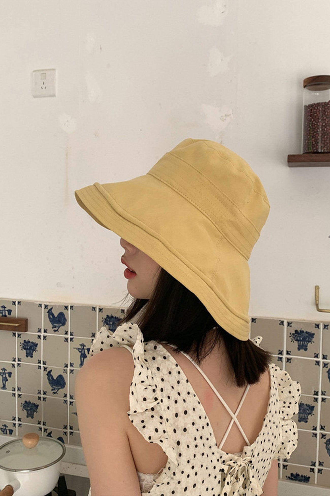 Solid Color Wide Brim Bucket Hat
