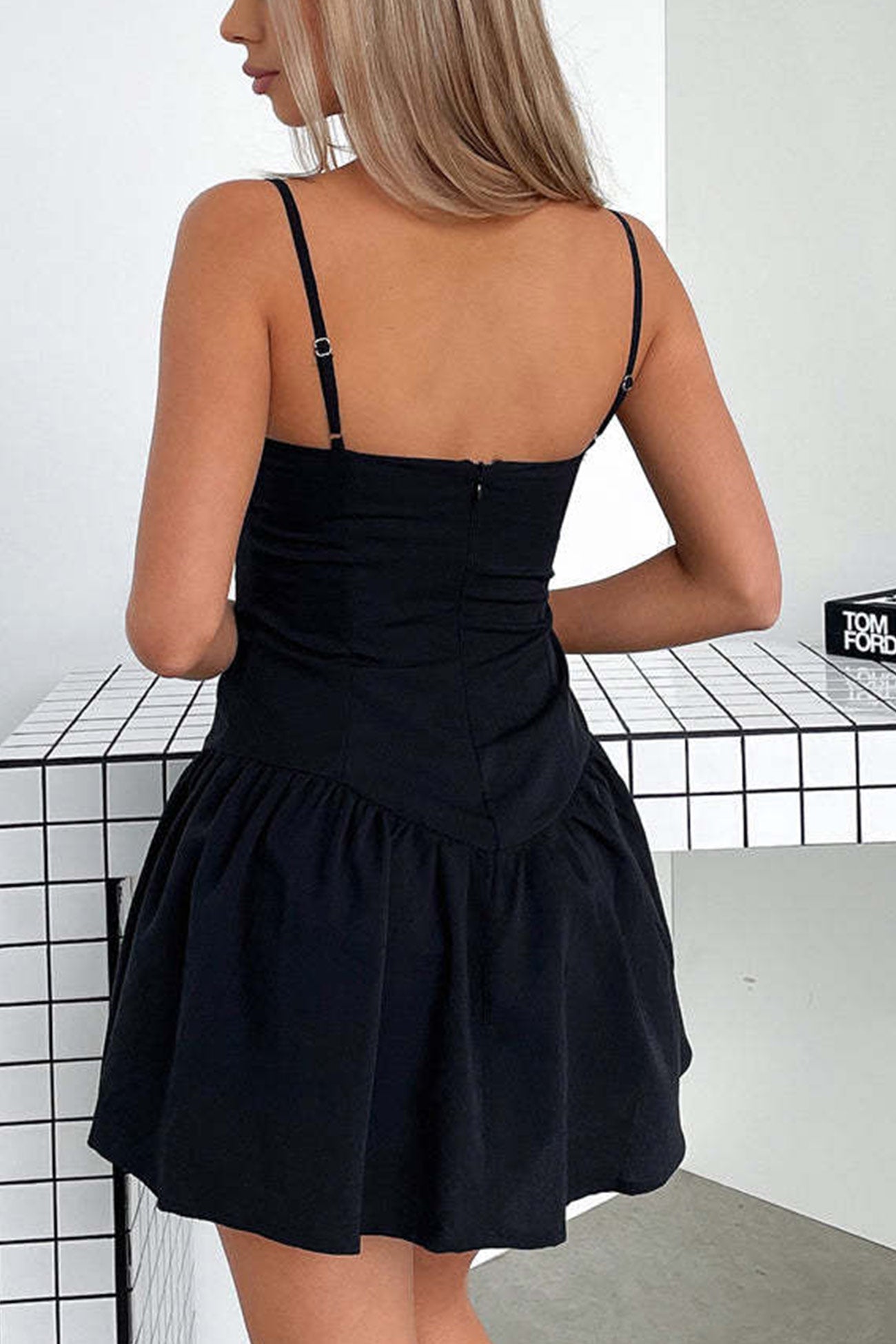 Sweetheart Neck Corset Bustier Spaghetti Strap Basque Waist Ruched Skater Mini Dress